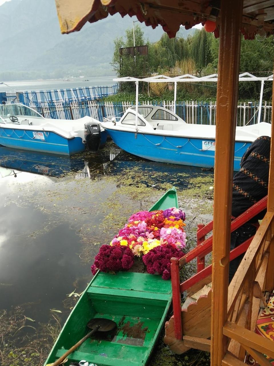 Houseboat Young Snow View Front Line Dal Lake Srinagar  Bagian luar foto